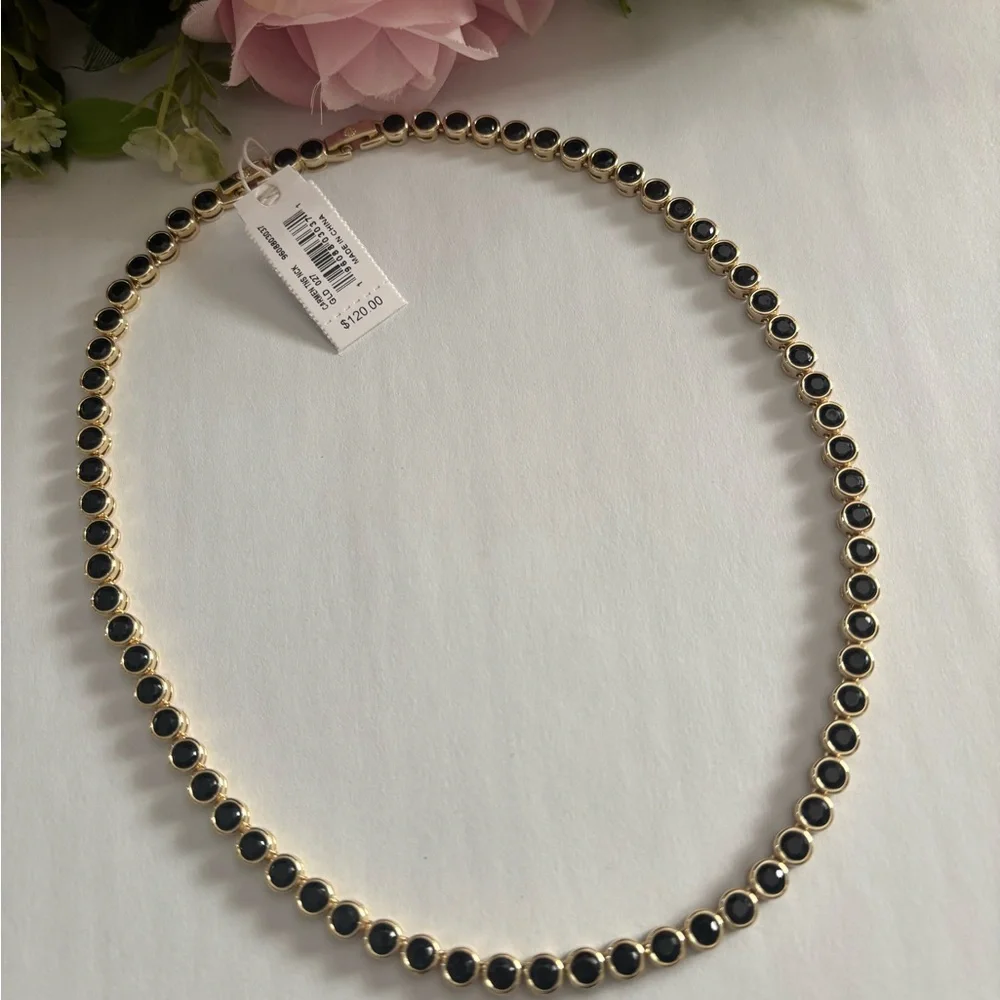 NWT Kendra Scott Carmen Tennis Necklace in Gold black - Picture 2 of 9
